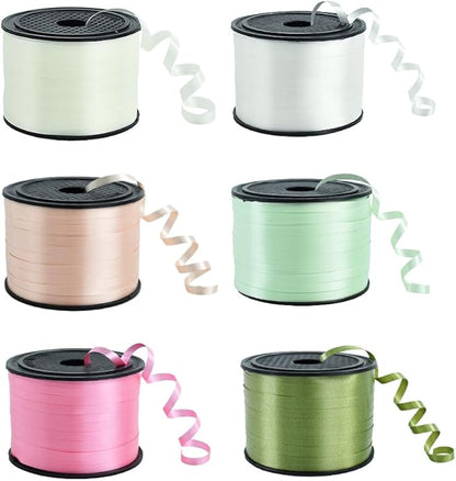 TONIFUL Cream Green Pink Curling Ribbon Balloon String Gift Wrapping | 600 by TONIFUL