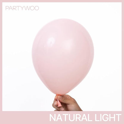 PartyWoo Baby Pink Balloons 140pcs Pastel Light Pale Pink Color | 18 12 10 5 - Image 2
