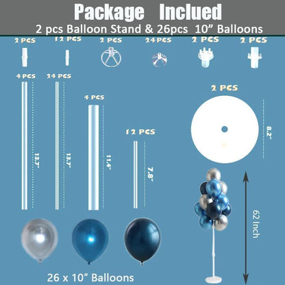 Leesoot 2 Sets 62inch Blue Silver Floor Balloon Column Kit Stand - Image 2