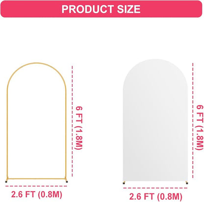 6FT Arch Backdrop Stand and White Cover Set, Wedding Arch Backdrop Stand | - Image 3