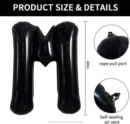 TONIFUL 40 Inch Large Black M Letter Balloon - Image 2