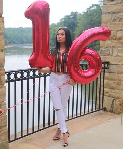 Red Number 6 Balloon 40 Inch, 6th Birthday Party Decorations Men Women | Foil - Image 3