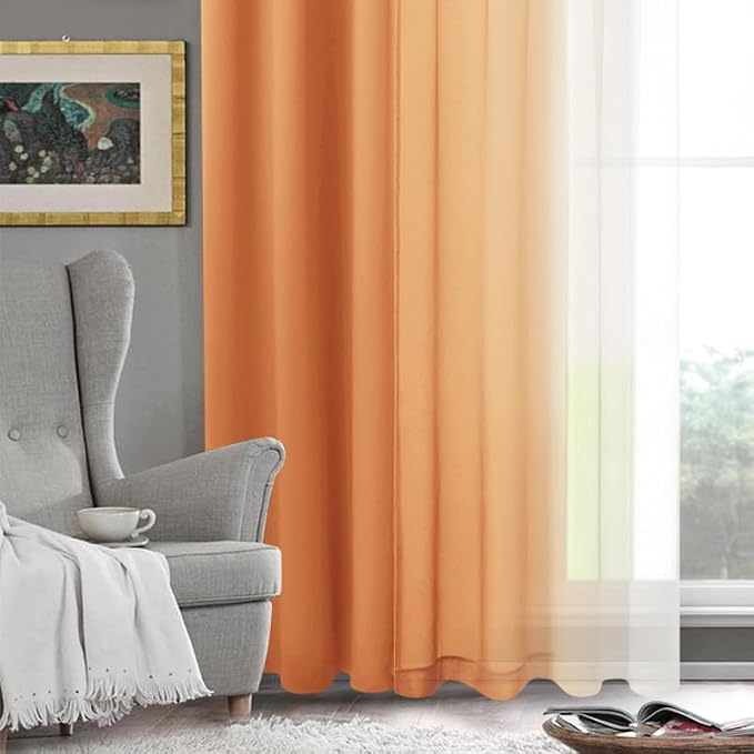 DWCN Faux Linen Ombre Sheer Curtains - Image 7