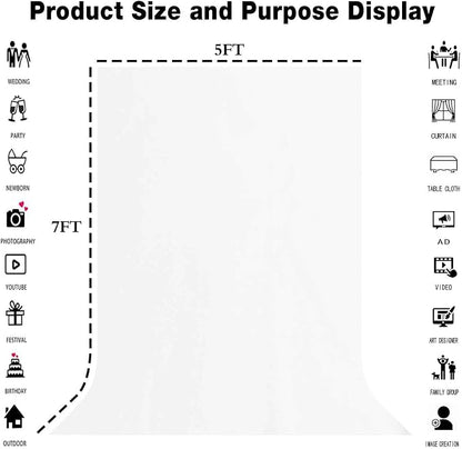 White Photo Backdrop for Photoshoot, Fabric 5x7ft | Polyester Studio - Image 8