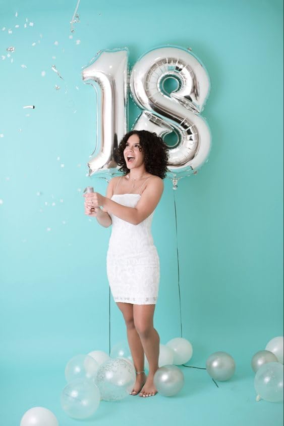 Silver Number 18 Balloon 40 Inch - Image 3
