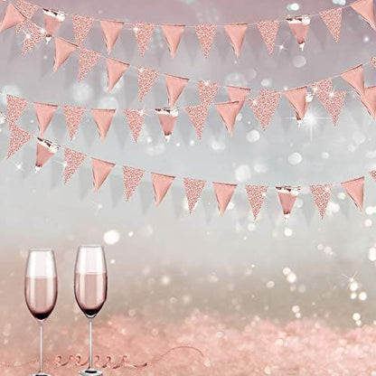 30Ft Rose Gold Party Decoration Rose Pink Triangle Pennant Banner Blush Pink - Image 7