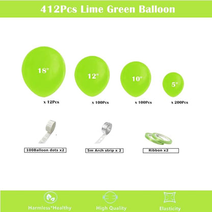 412pcs Lime Green Balloon Garland Arch Kit 18 12 10 5 Inch Different Sizes - Image 2