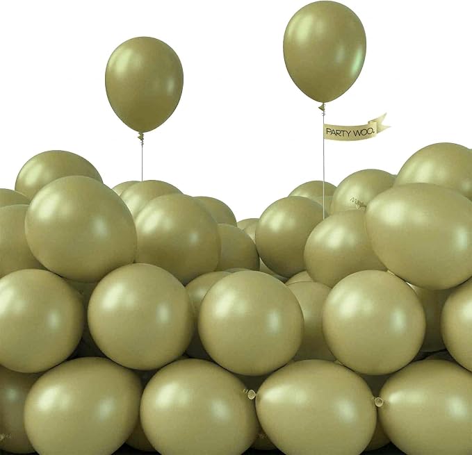 PartyWoo Sage Balloons 50pcs Small Mini Matte Boho Olive Balloons 5 Inch | by PartyWoo