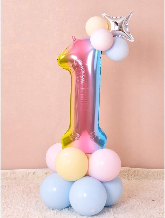 TONIFUL 40 Inch Rainbow Large Numbers Balloons 0-9, Number 3 Digital 3 Helium - Image 4