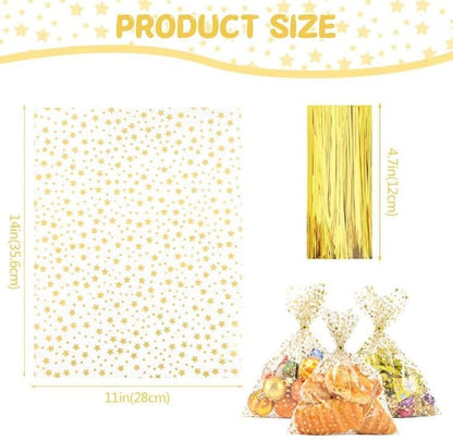 COQOFA 11" X 14" Cello Cellophane Treat, Party Favor, Cookie and Goodie Plastic - Image 2