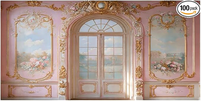 Kate 20x10ft Luxury European Style Castles Arch Photography Backdrops Pink Wall by KateBackdropforPhotography