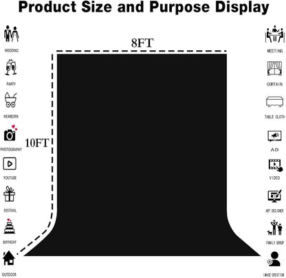 Black Photography Backdrop for Photoshoot, Fabric 8x10ft | Polyester Studio - Image 8