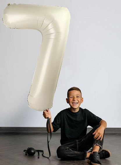 7 Balloon Numbers Birthday Decorations, 40In Cream Balloons - Image 2