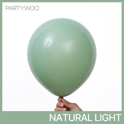 PartyWoo Sage Green Balloons 100pcs Olive Eucalyptus Dusty Green Boho Color | - Image 2