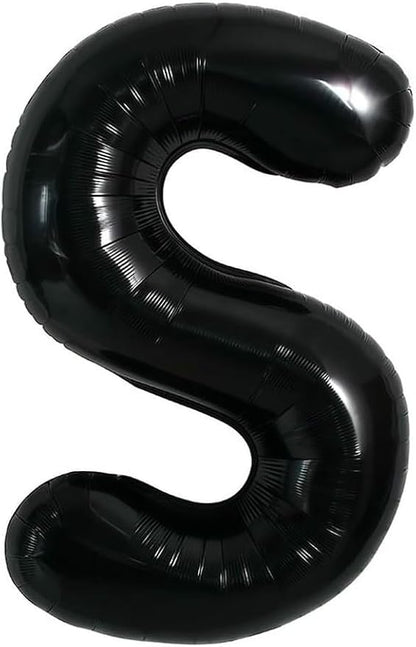 40 Inch Black Letter S Foil Balloon | Large Jumbo Mylar, Helium Alphabet Balloon by Unknown