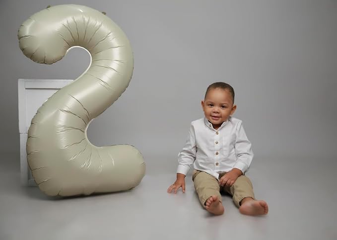 5 Balloon Number 40 Inch Cream Balloons - Image 4