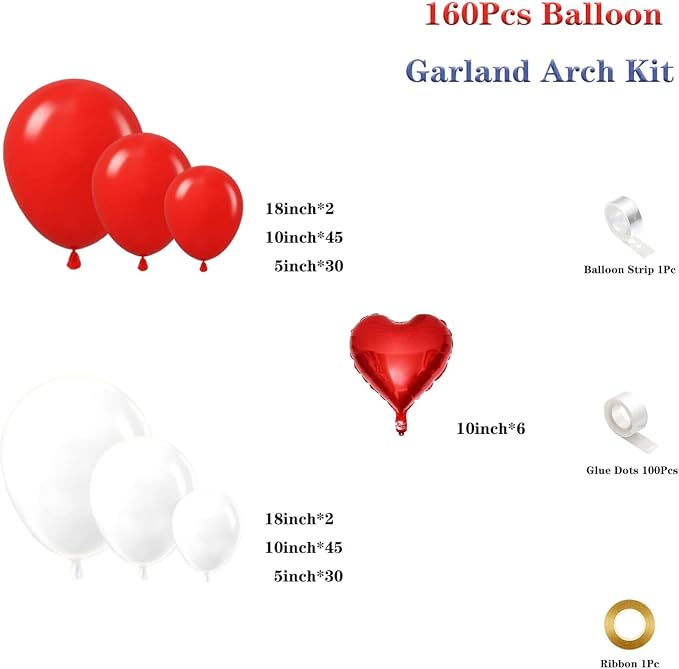 Red White Balloon Garland Arch Kit - Image 2
