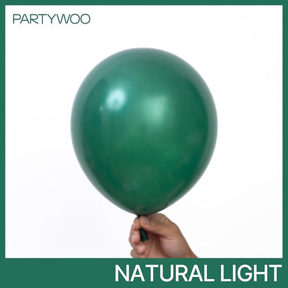 PartyWoo Pearl Dark Green Balloons 50pcs Pearl Emerald Hunter Forest Green | 12 - Image 2
