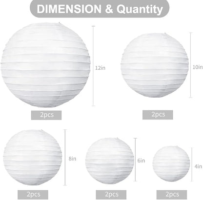 BEISHIDA White Paper Lanterns 10Pcs 4/6/8/10/12 Inch Round Chinese Lamp | Paper - Image 2