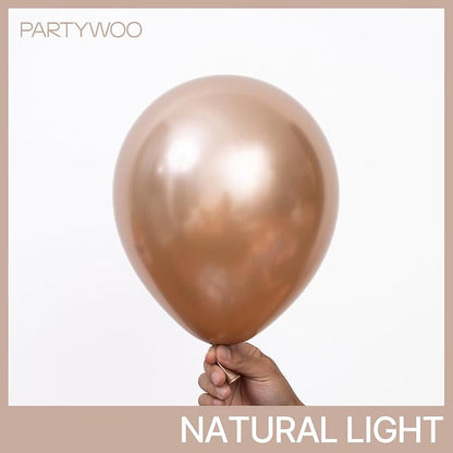 PartyWoo Metallic Rose Gold Balloons 140pcs Chrome Champagne Gold Color | 18 12 - Image 2