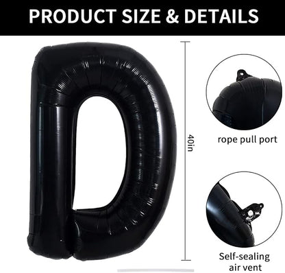 TONIFUL 40 Inch Large Black D Letter Balloon - Image 2