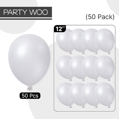 PartyWoo Pearl White Balloons 50pcs Metallic White Color 12 Inch | Balloons - Image 6