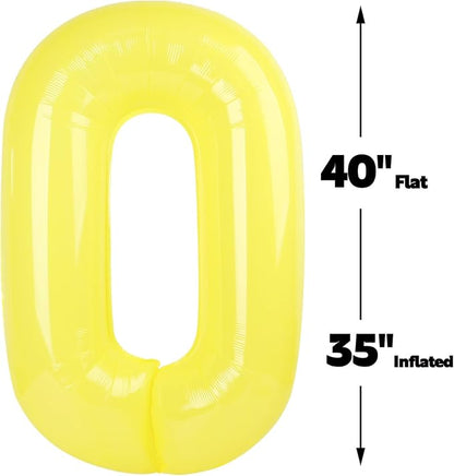 Yellow Number 0 Balloon 40 inch, Balloon numbers party supplies, deco photo - Image 3