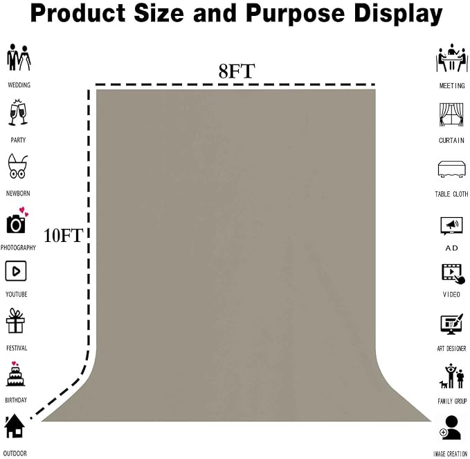 Grey Photography Backdrop for Photoshoot, Fabric 8x10ft | Polyester Studio - Image 3