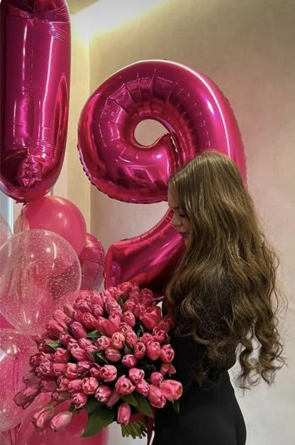 Hot Pink Number 1 Balloon 40 inch, Balloon numbers party supplies, deco photo - Image 4