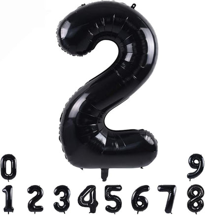 TONIFUL 40 Inch Black Number 2 Balloons Large Foil 2nd Birthday Decorations | by TONIFUL