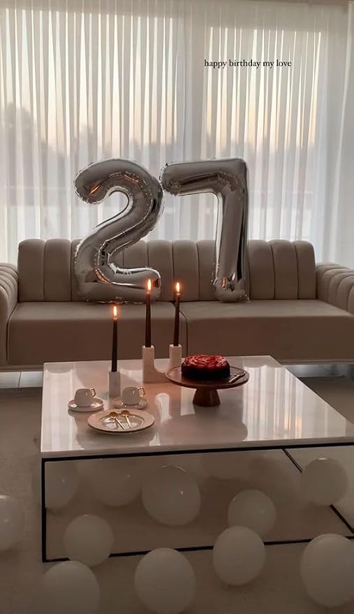 Silver Number 7 Balloon 40 Inch, 7th Birthday Party Decorations Men Women | - Image 7