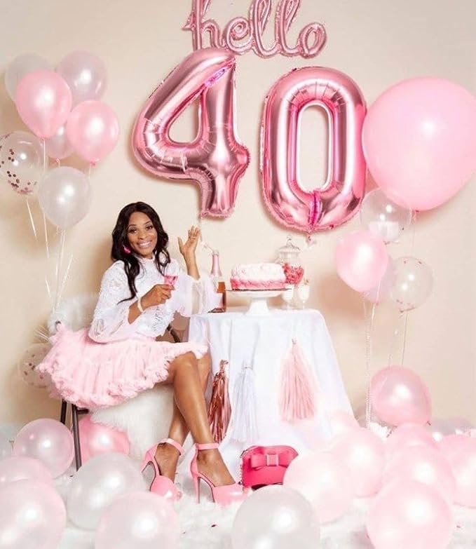 40 Balloon Number 40 Inch Pastel Pink Balloons - Image 2