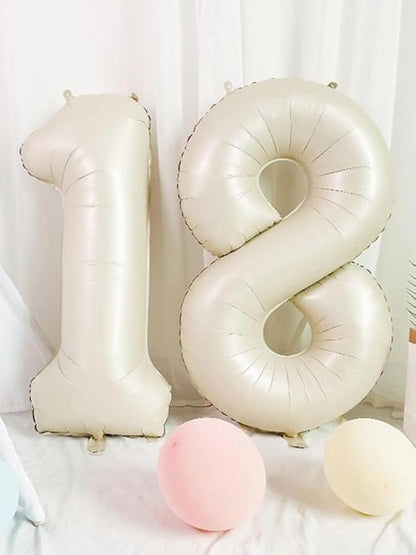 8 Balloon Numbers Birthday Decorations, 40In Cream Balloons - Image 2