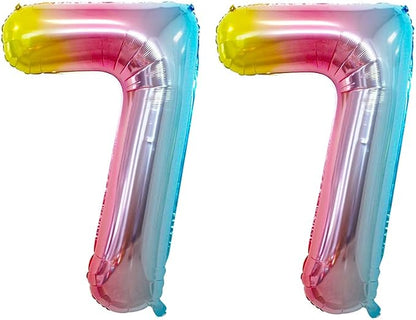 Rainbow Foil Balloons Number 7, Huge Number Balloons - Image 5