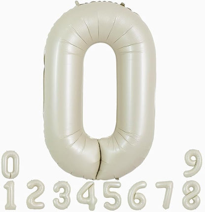 TONIFUL 40 Inch Cream White Large Numbers Balloon 0-9 Birthday Party Decorations by TONIFUL
