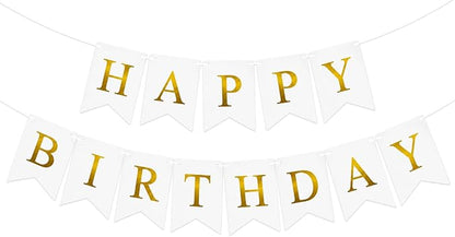 Pre-Strung White Happy Birthday Banner Birthday Party Banner NO DIY | Happy by KINGLAKEGARDEN