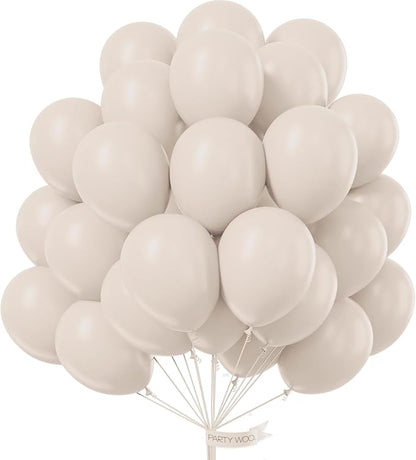 PartyWoo White Balloons 101pcs Sand White Beige Cream Ivory Boho Neutral | 12 by PartyWoo