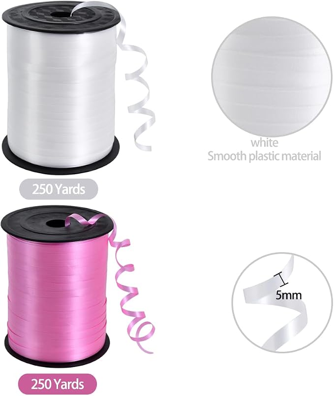 TONIFUL 500 Yards Pink and White Curling Ribbon Balloon String | Balloon - Image 2