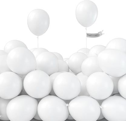 PartyWoo White Balloons 50pcs Small Mini Latex Matte Balloons 5 Inch | Wedding by PartyWoo