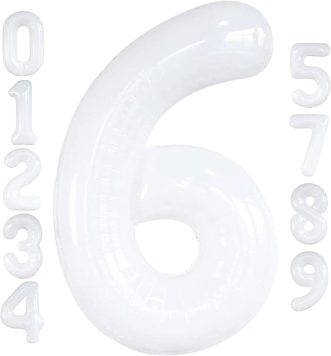 KatchOn White Number 6 Balloon 40 Inch | 6th Birthday balloon by KatchOn