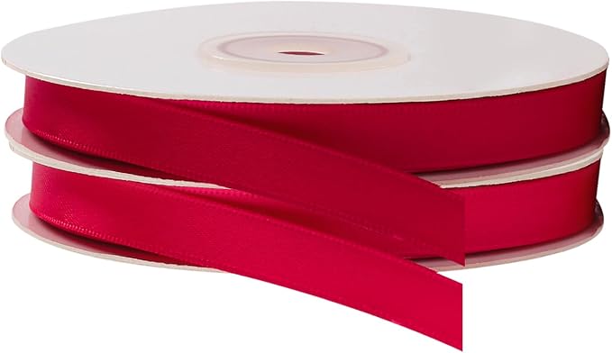 LIUYAXI 2 Rolls Red & Hot Red Double Faced Stain Ribbon, Total 50 Yards - Image 2
