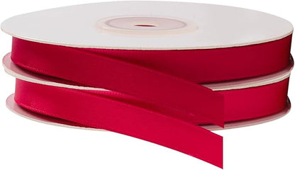LIUYAXI 2 Rolls Red & Hot Red Double Faced Stain Ribbon, Total 50 Yards - Image 2