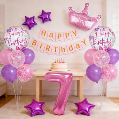 32 inch Pink Number 7 Balloons，7th Large Foil Balloons Pink Decorations - Image 3