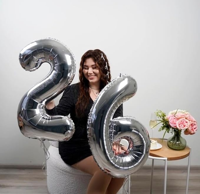 0 Balloon - Silver Birthday Number Balloons, 40 Inch Decorations Men Women | - Image 2