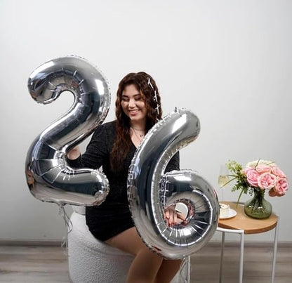 18 Balloon - Silver Birthday Number Balloons, 40 Inch Decorations Men Women | - Image 7