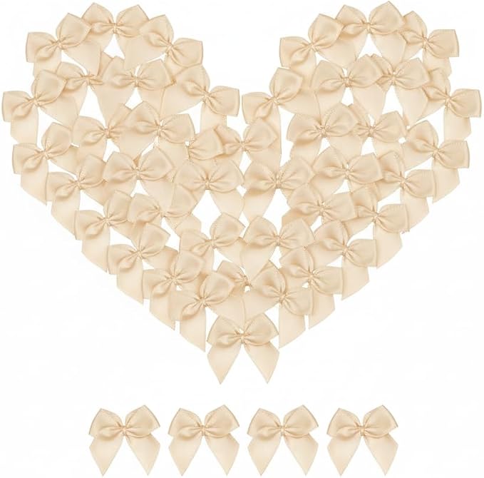 100 Mini Satin Ribbon Bows, Small Bows by GAJILON