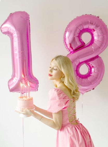 Pink Number 1 Balloon 40 inch, Balloon numbers party supplies, deco photo shoot - Image 4