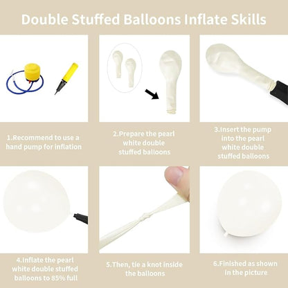 Double Stuffed White Balloons Different Size 115Pcs 5/10/12/18 Inch White Pearl - Image 4