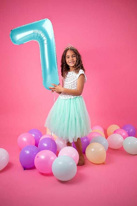8 Balloon Number 40 Inch Pastel Blue Balloons - Image 2