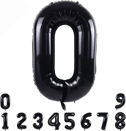 TONIFUL 40 Inch Black Foil Number 0 Balloon, Milestone Birthday Decorations | by TONIFUL